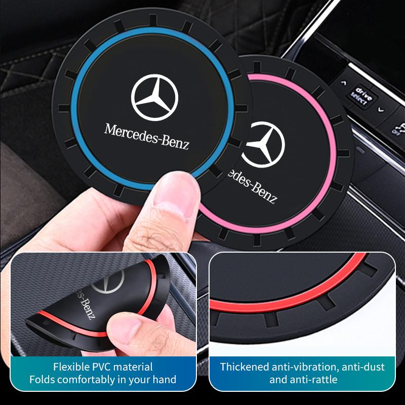 2pcs Car Coaster Water Cup Bottle Mat Silicone Non Slip Pad For Mercedes Benz AMG A C E S G Class W201 W210 W108 W204 W205 W203