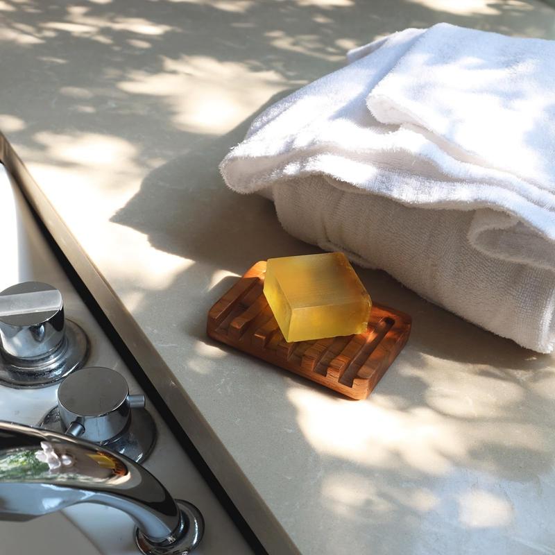 Soap Dish With Slanted Waterfall Design Bar Soap Holder Teak Wood Soap Saver For ShowerBathroom Sink Kitchen