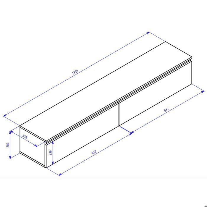 Mueble de TV de 2 puertas - suspendido - BEMMI- 175 cm - nogal de Wisconsin