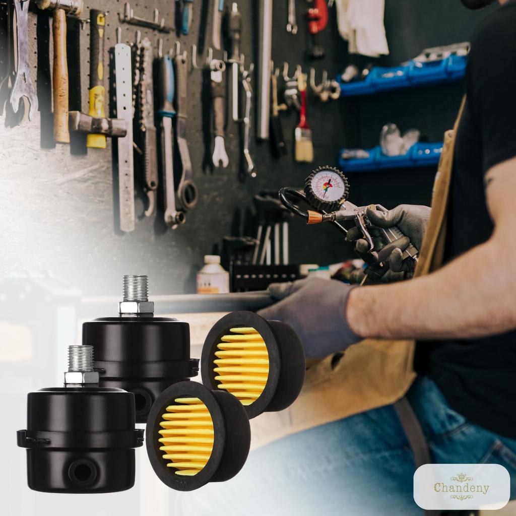 Chandini Air Filter, Air Compressor with Core, Mini Pump, Air Compressor Silencer, Oil-Free Air Pump Replacement Part, 2 Pieces, G1/4 Type, 12.5mm