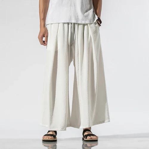 2026 Men Chinese Style Wide Leg Pants Man Traditional Baggy Draped Pants Male Hanfu Harajuku Oversized Trousers Man Black Pants