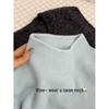 Women's Slim Fit Milk Blue Knit Long-Sleeve Sweater - Soft, Semi-High Neck, Perfect for Autumn/Winter Layering