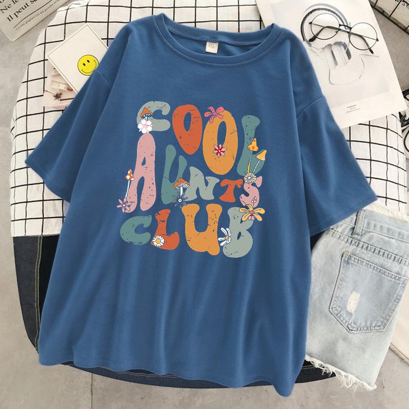 Cool Aunts Club Letter Graphic Printed Womens Tshirt Cool Soft Short Sleeve Summer Breathable Tee Clothes Street Hip Hop Tshirts