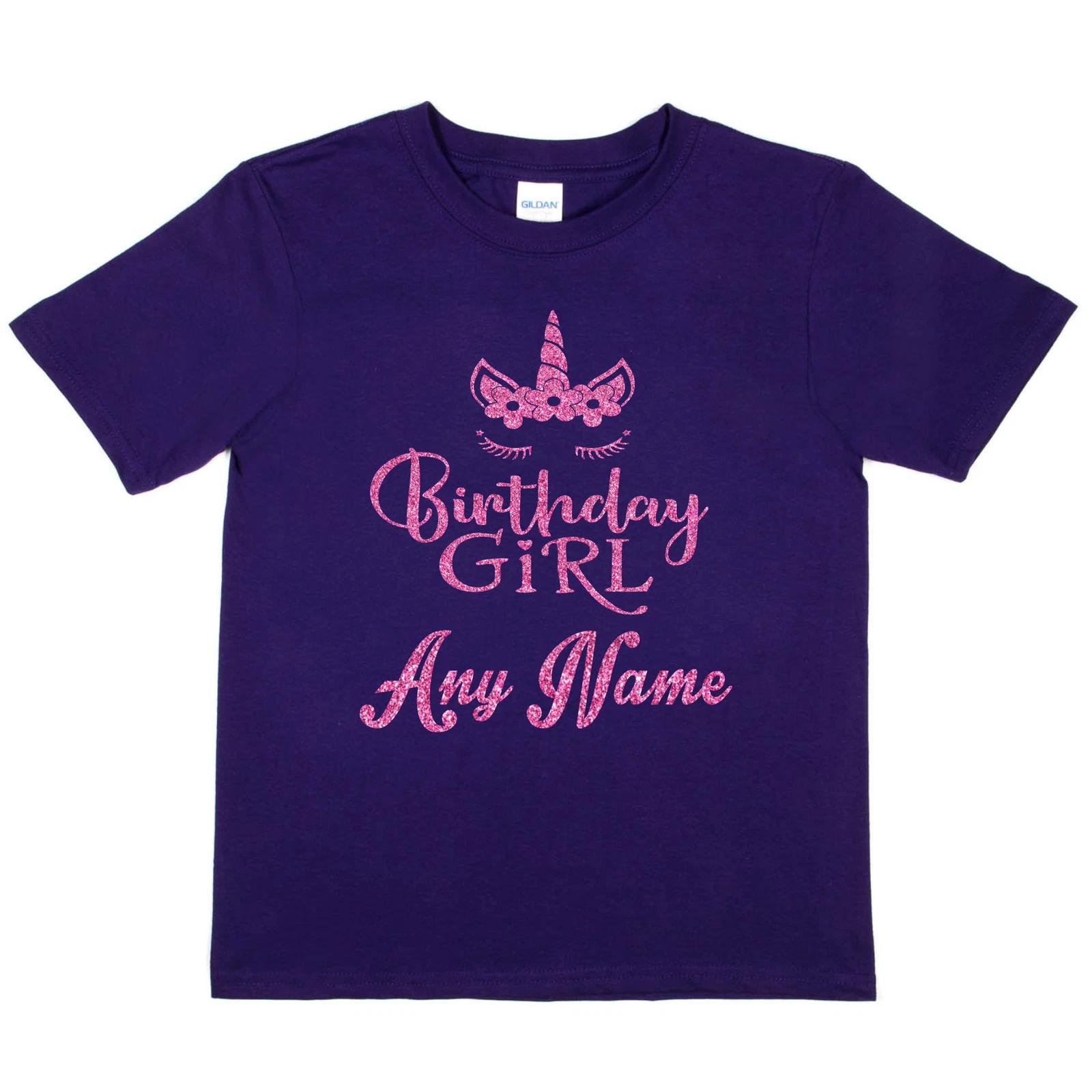 Girls Personalised T-Shirt Birthday Girl Present Any Name First Name S