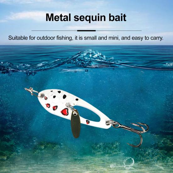 4CM/5G Spinner Blade Lure with Hook Double-sided Reflective Hard Metal Spoon Spinnerbait Rotating Sequin Lure Saltwater Freshwater Walleye Bass