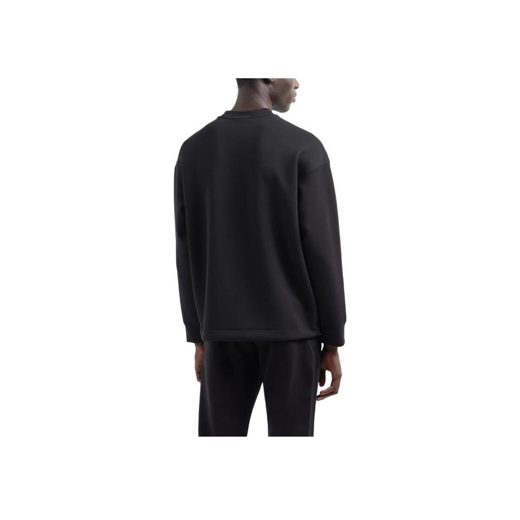 Emporio Armani FW24 Solid Color Letter Logo Embroidered Loose Fit Crew Neck Long Sleeve Sweatshirt Men Sweatshirt Black 6D1MC1-1JRRZ-0999