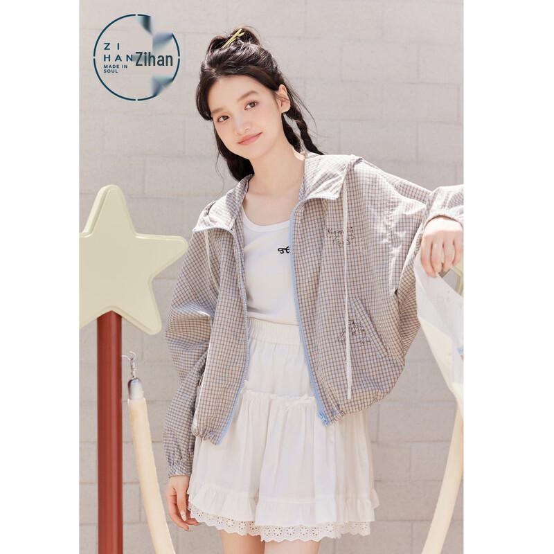 ZIHAN Women s Plaid Hooded Cotton Jacket L