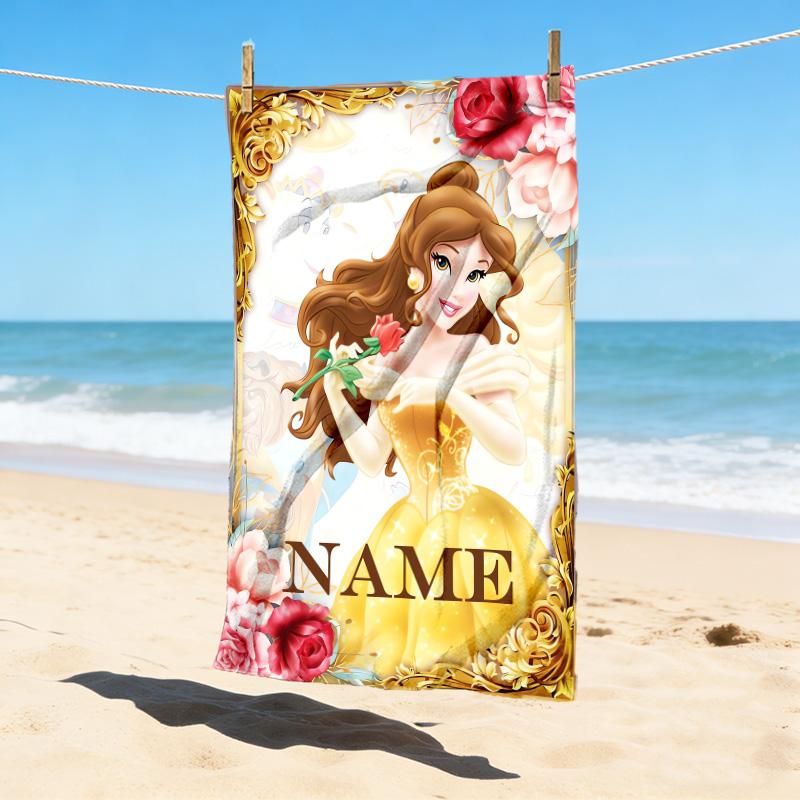 Custom Name Princess Dreams Stylish Digital Printing Beach Towel Quick‑Drying Absorbent Blanket for Beach Pool Gym Travel