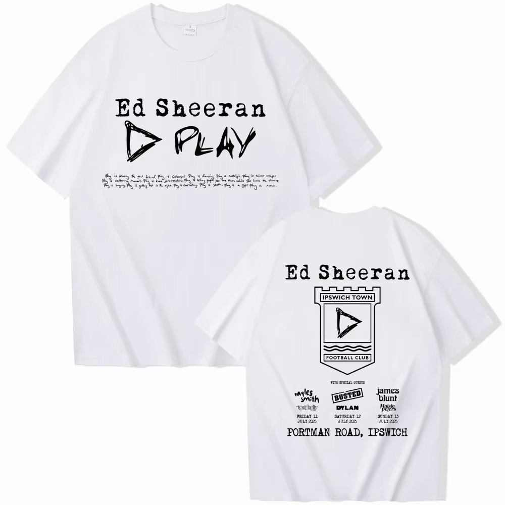 Ed Sheeran Play Tour Cotton Printed T-shirt Summer Men Women T Shirts Streetwear Hip Hop Ed Sheeran Merch Graphic Tee Tops
