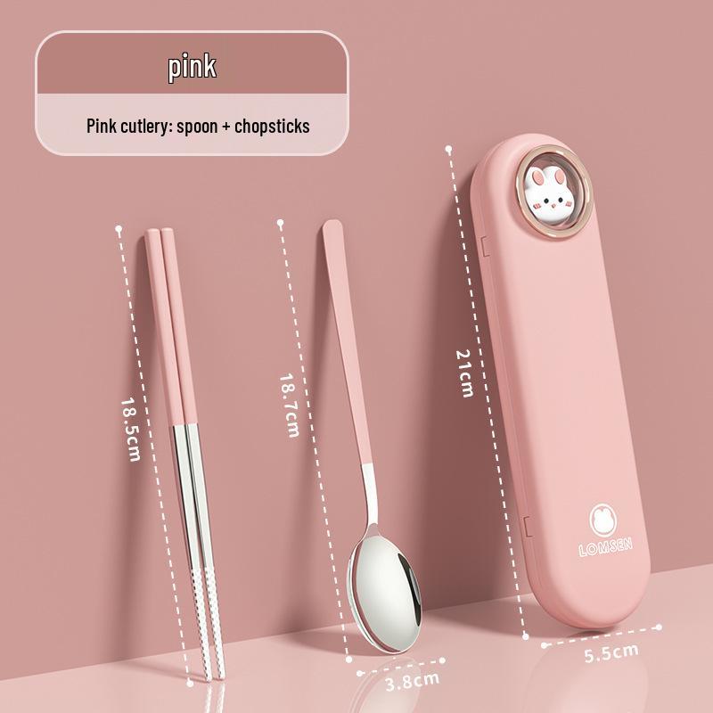 Przenośny zestaw sztućców: Pałeczki i łyżka z pudełkiem do przechowywania dla studentów i do pracy