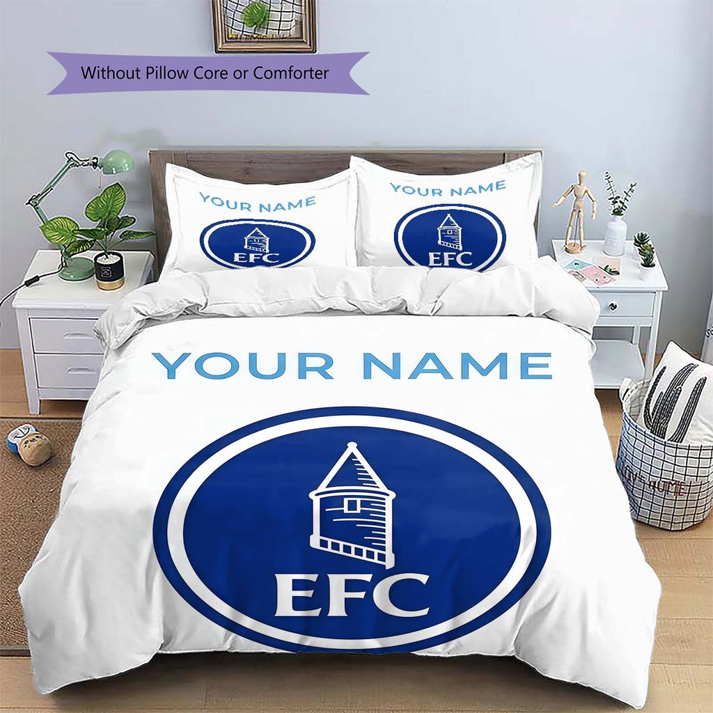 Custom Name,Everton FC Pattern Bedding Home Decoration Birthday Gift ( 1 Duvet Cover + 2 Pillowcase, Without Core),fan Merchandise.