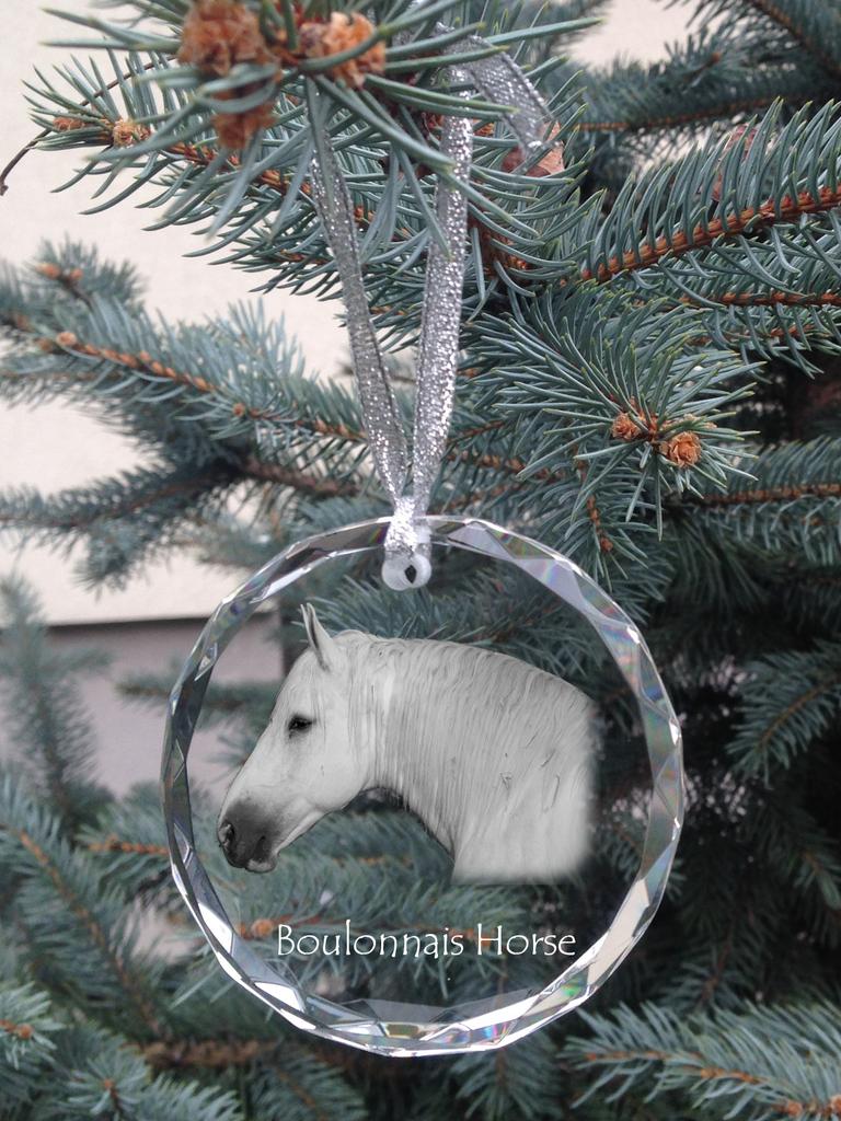 Boulonnais Horse – Crystal bauble with a photo, horse photo in crystal | Art-Dog