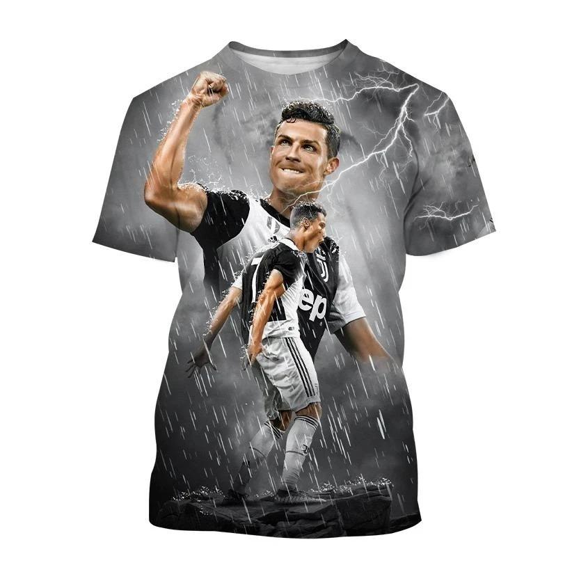 

Ronaldo Summer Fashion New T-shirt Football Star Casual Crew Neck Men s 3D Printing Short-sleeved Hip-hop T-shirt S
