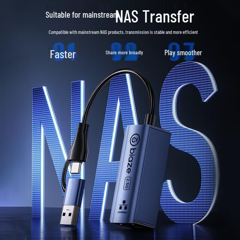 BIAZE USB 3.1 Type-C to Dual 2.5G Ethernet Adapter