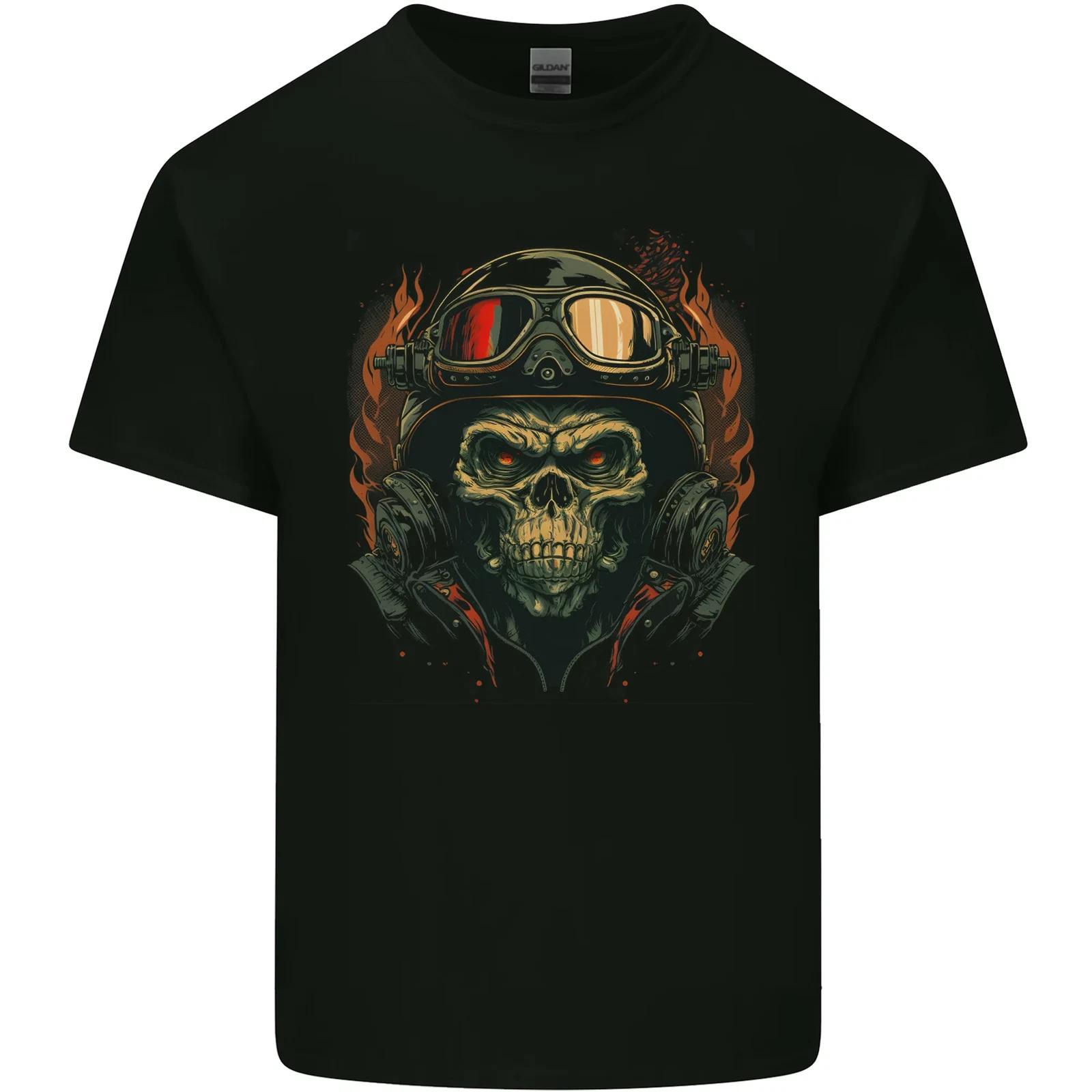 Motorcycle Gorilla Skull Motorbike Biker Kids T-Shirt Childrens 2XL