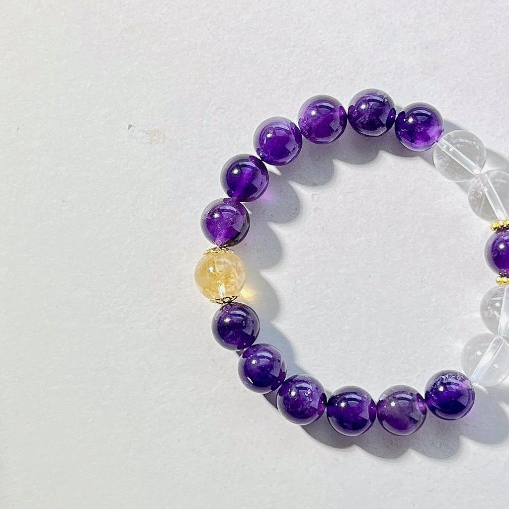 10Mm Autumn And Winter Natural Amethyst White Crystal Design Bracelet Bracelet.
