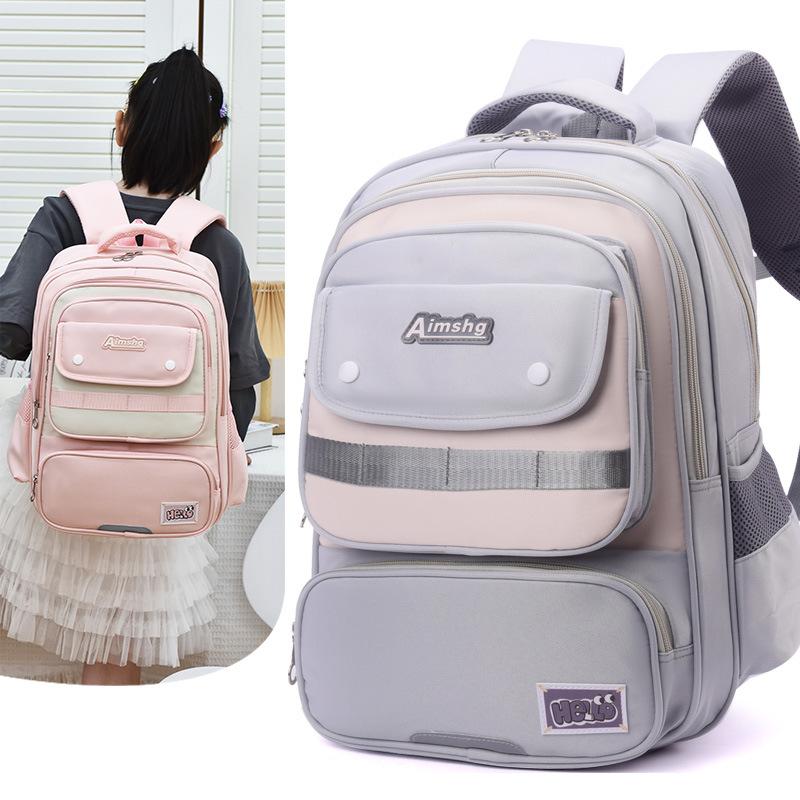 School bag color matching backpack primary school students large capacity fifth and sixth grades fashion lightweight versatile backpack