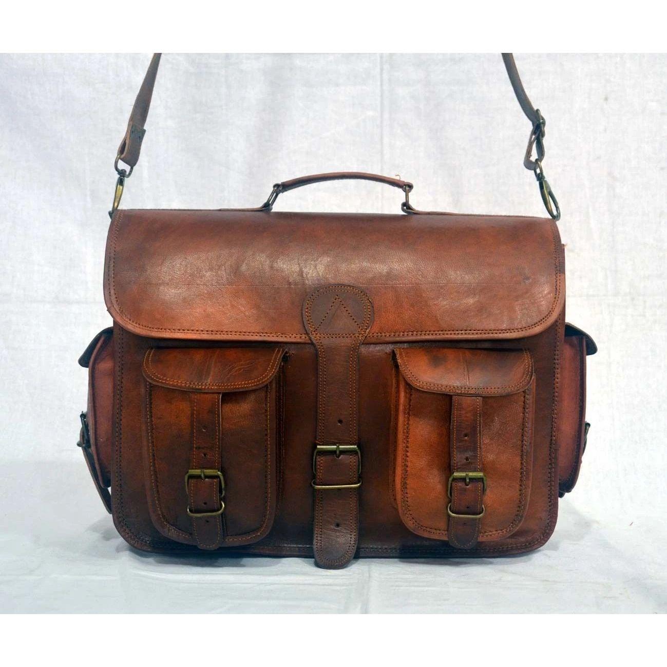 

Мужская Натуральная Винтажная Коричневая Кожа Сумка-Мессенджер На Плечо для Ноутбука Портфель Новая 16 x 12 x 5 in