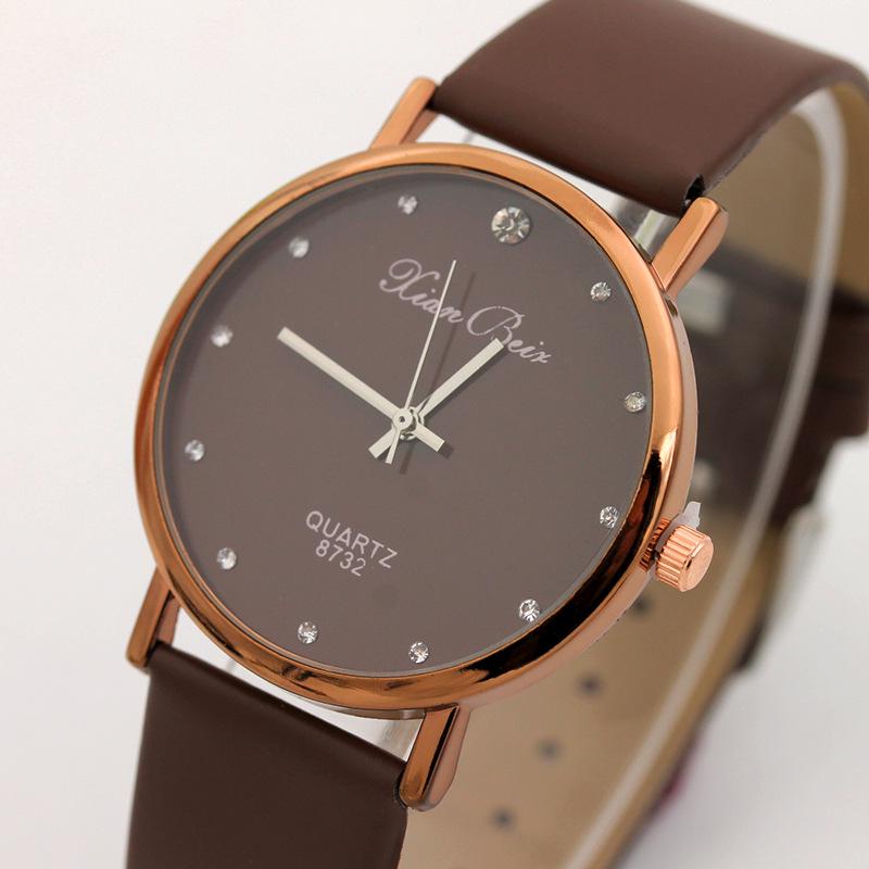 Fashion Charm Women Leatheroid Band Round Dial Quartz Wrist Watch