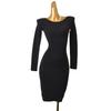 Foreign Trade Original Order Brand Minimalist Silm Soft Glutinous Thermal Dress European and American Style Boat Neck Stretchy Slim-Fit Bodycon Dress