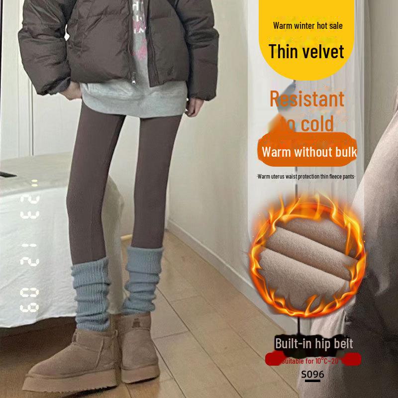 

Женские плотные теплые коричневые штаны для йоги Shark с бархатом, идеально подходят для осени и зимы в качестве верхней одежды, облегающие леггинсы Barbie S (80-95 lbs)