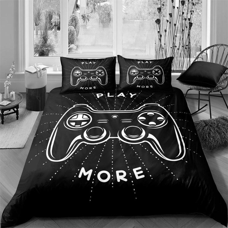 Boys Gamepad Duvet Cover Kids Young Man Video Games Bedding Set Twin Microfiber Classic Gaming With Controller Black Quilt Cover