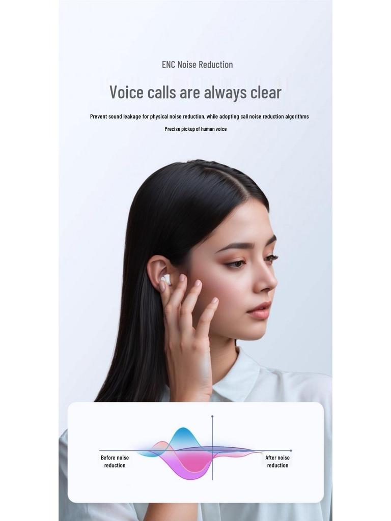 Q10 Couple's Bluetooth Earphones: High Sound Quality, Long Battery Life, Noise Reduction, Secure Fit, Set of Four.