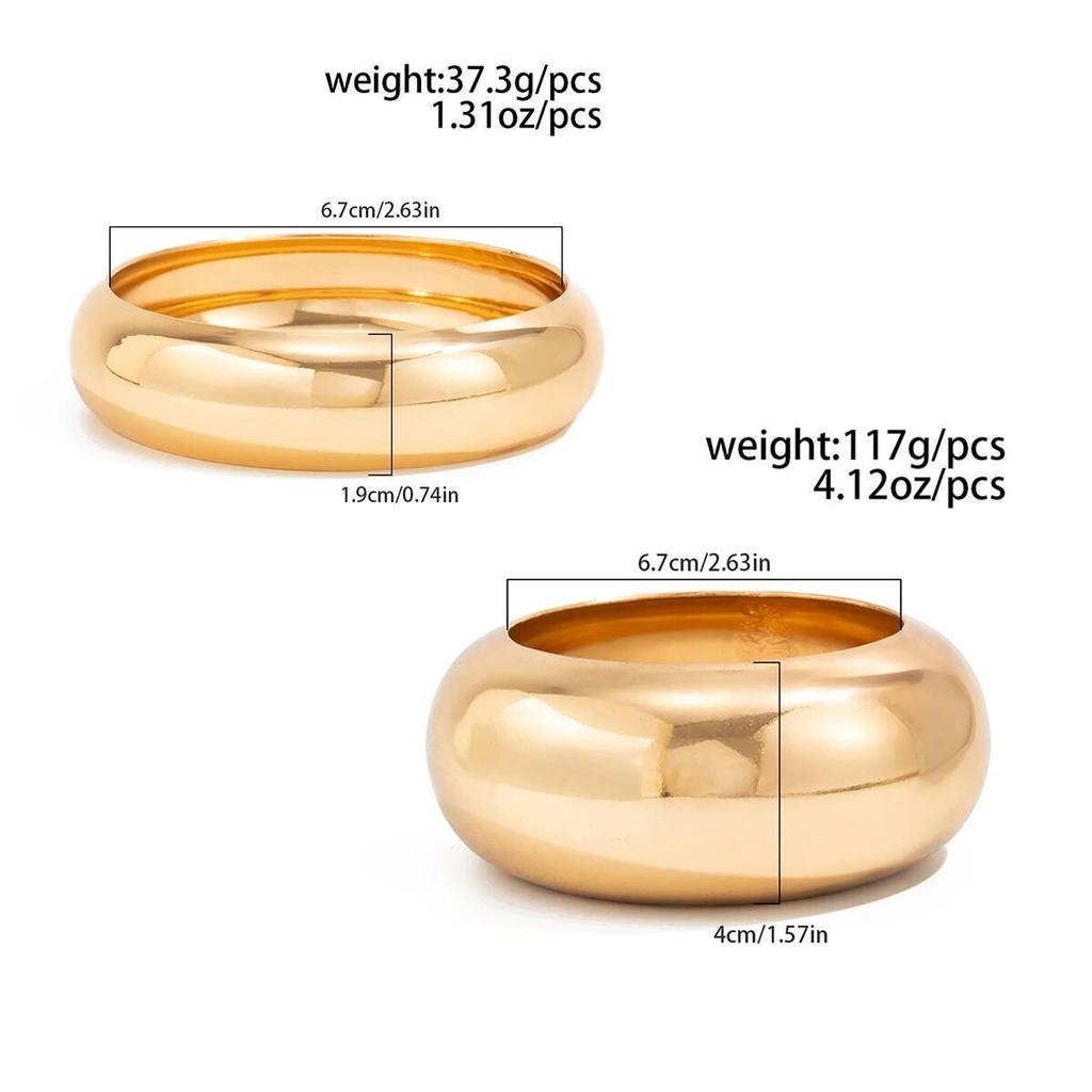 SHIXIN Minimalist Glossy Wide Bracelets for Women Punk Gold Color Metal Round Bangle Stackable Bracelet Party Fashion Jewelry
