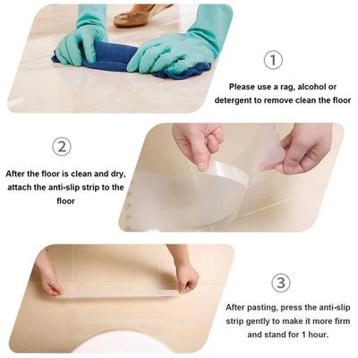 12PCS Transparent Anti-slip Shower Stickers Non-Slip Tape Strips Safety Shower Treads Stickers Bathtub Non Slip Stairs Step