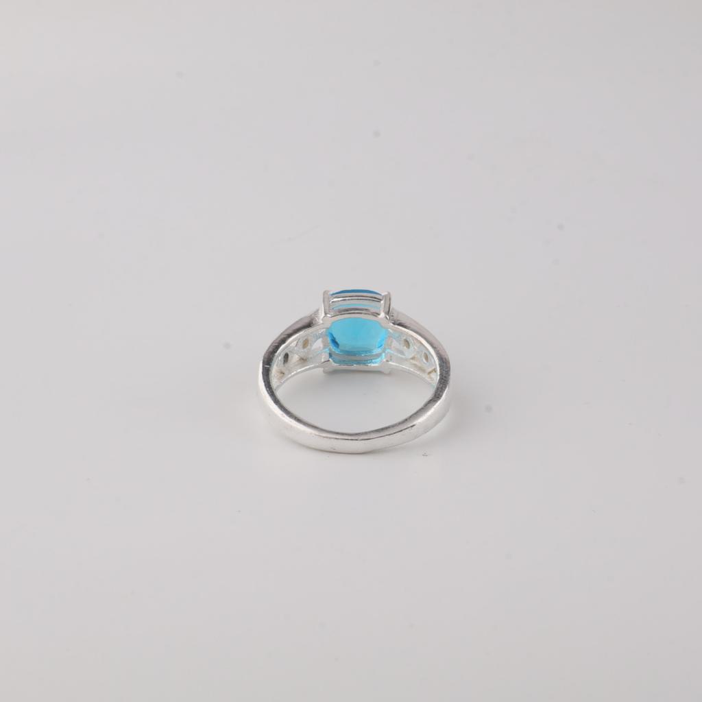 Swiss Blue Topaz Gemstone 925 Sterling Silver Jewelry Zircon Ring For Her CZR-15-8