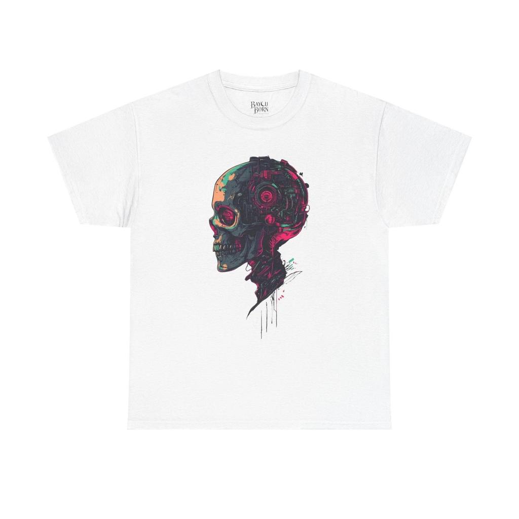 Neon Cyberpunk Skull Tee | Day of the Dead Inspired Graphic Shirt