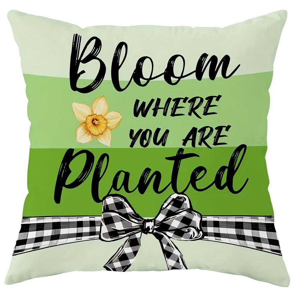Charming Spring-inspired Pillow Cover: Floral Arrangements, Vintage Truck, and Uplifting Quotes, sofa Chair cushion cover