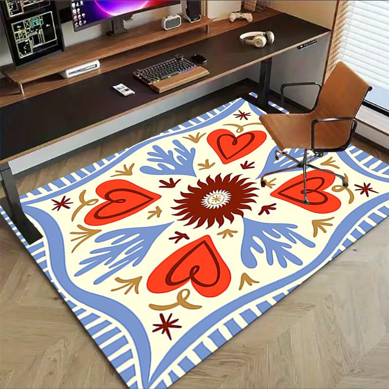 1pc Heart Pattern Area Rug Soft Flannel Floor Mat for Living Room, Bedroom and Carpet, Sofa Coffee Table Floor Mat, Decorative Rug q09