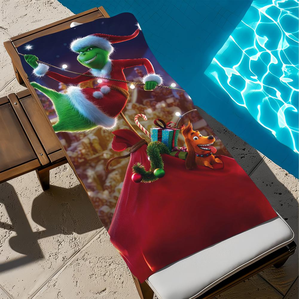 G-g-gRINCH-h-h Anime Towel Large Quick-Drying Microfiber Soft Beach Towel for Travel Fitness Sauna Bathing Camping