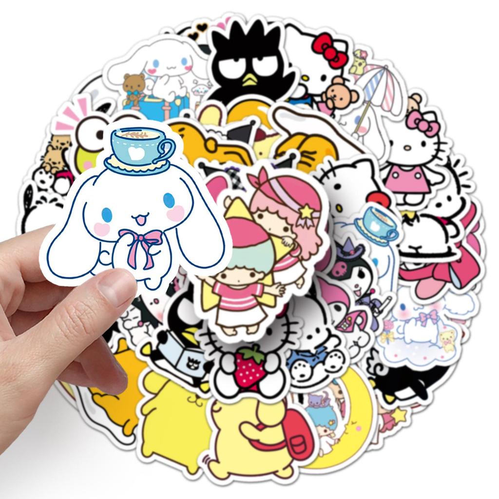 51 Sanrio Stickers: KT Cat, Pompompurin, Cinnamoroll - Waterproof Cartoon Decoration for Suitcases