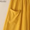 ZANZEA Women Casual Elastic Waist Loose A-line Short Pants