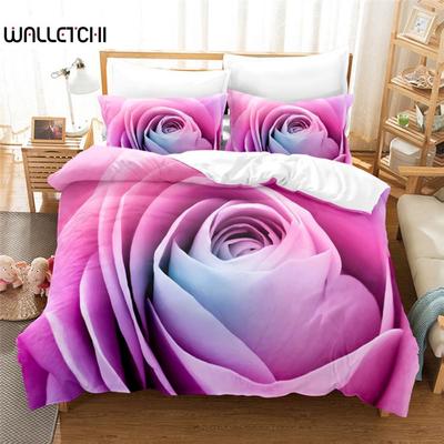 Juego de ropa de cama con estampado de flores, funda nórdica, ropa de cama 3D, ropa de cama tamaño Queen, diseño de moda