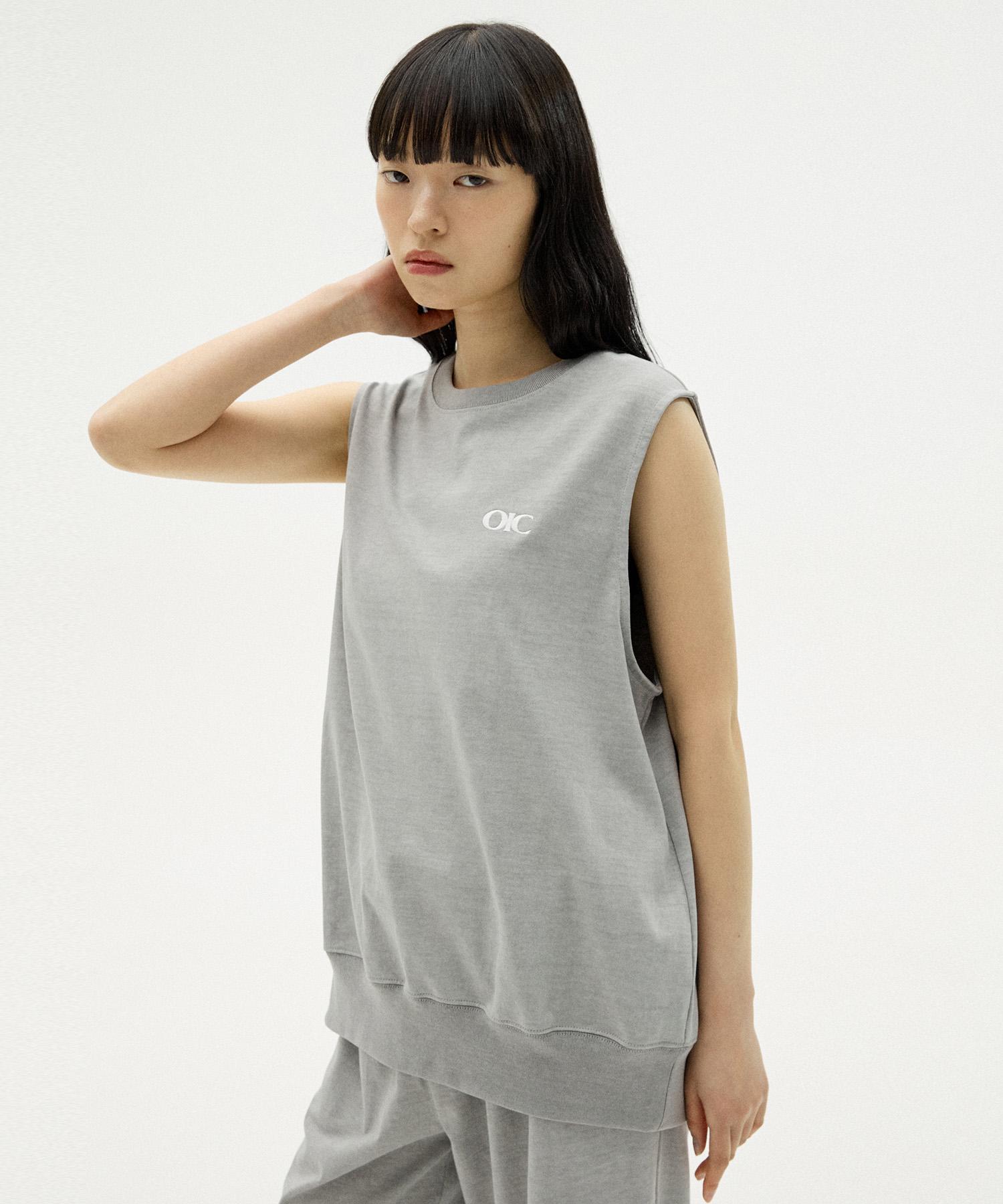 Oioi Collection Pigment Boucle Embroidery Sleeveless [Grey] Grey/Xs