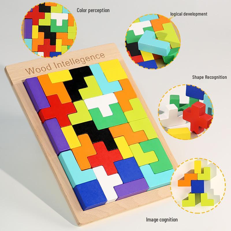 3D Tetris Blocks Puzzle for Kids, Ages 3-6 – Montessori Educational Toy for Early Learning
