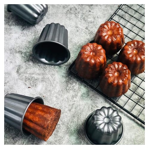 10-Piece Carbon Steel Cake and Canel? Molds, Kitchen Baking Tools, Small Pastry Molds (Gray)