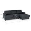Paul 4-seater Right-hand Corner Sofa - Anthracite Grey Fabric - L 215 X D 140 Cm