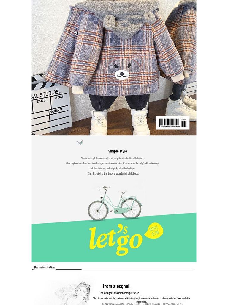 Girls' Fleece-Lined Winter Coat: 2025 Parka, Thickened Windbreaker, Cotton-Padded Jacket