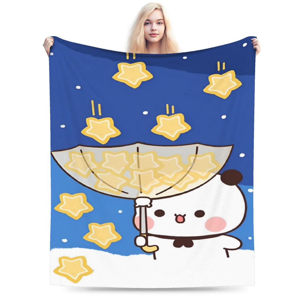 Bubu and Dudu Kawaill Couple Bears Blanket Fleece Cozy Super Soft Throw Blanket for Sofa Bedding Throws
