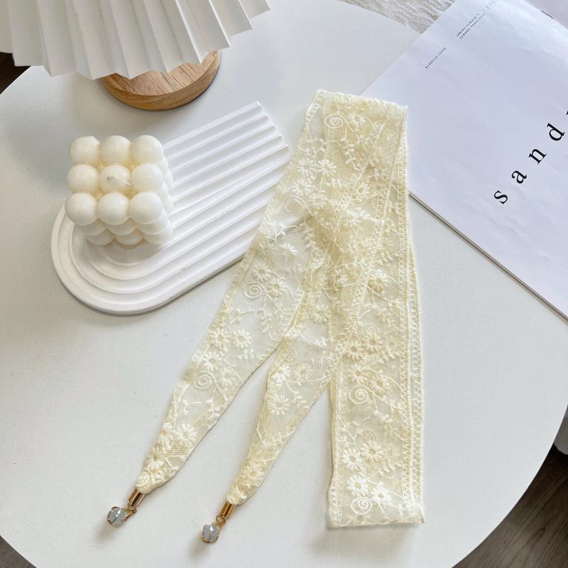 Girly Daisy Lace Pendant Headband & Silk Scarf Multifunctional Ribbon