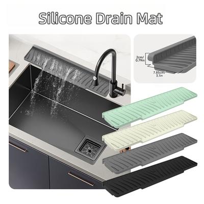 Nueva Alfombrilla de Drenaje de Silicona 45 cm Alargada Accesorios para Grifo Soporte para Fregadero de Cocina Estante Antideslizante para Jabón para Baño
