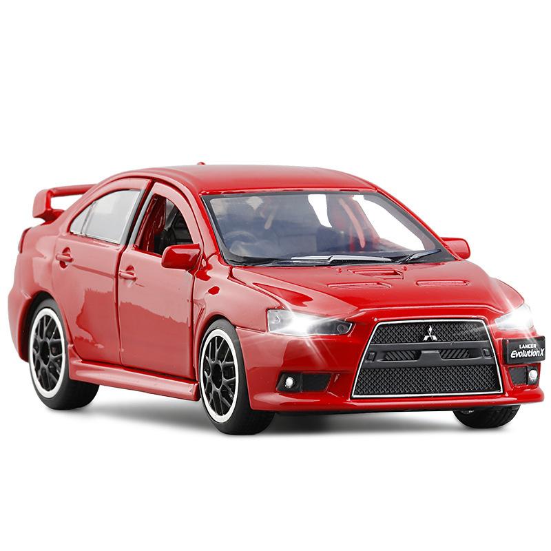 1:32 Mitsubishis JDM Lancer Evo X Open Door With Sound and Light Alloy Toy Car Model Ornaments For Children Gifts