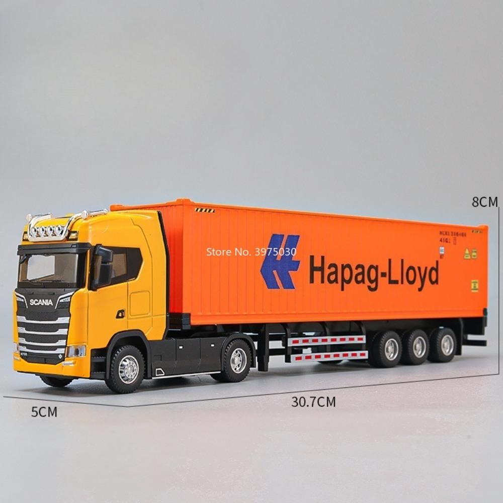 1:50 Alloy Heavy Trucks Toys Models Cars Container Vehicles Light Music Miniature Transport Car Rubber Tires Kids Gifts