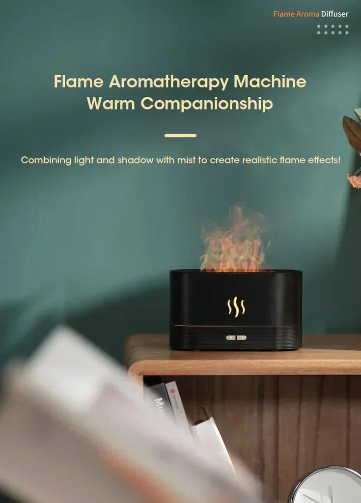 Umidificatore USB Creativo a Forma di Fiamma per Scrivania con Spegnimento Automatico Intelligente Diffusore di Aromi Luce Notturna LED Regalo