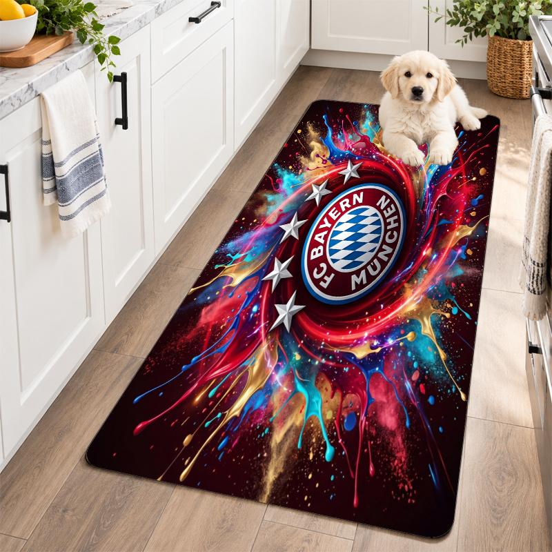 Flannel Kitchen Mat Bayern Munich Soft Area Rug Non Slip Floor Carpet Home Decoration