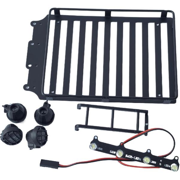 Dachgepäckträger für 1/18 RC Crawler Auto TRX4M - Dachgepäckträger mit LED-Scheinwerfern & Leiter - 1:18 RC Crawler Deko Upgrade